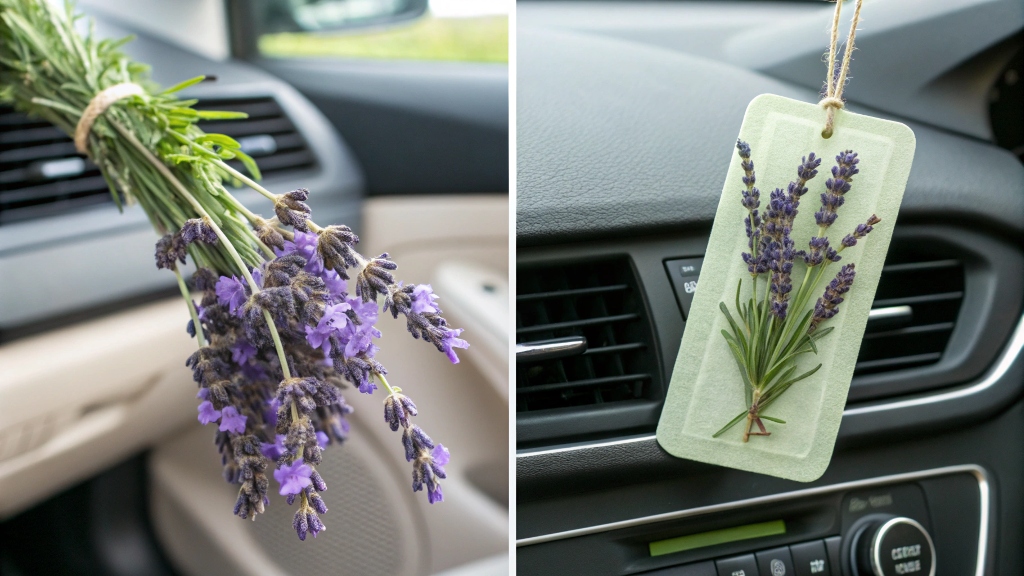 A lab beaker next to a lavender plant symbolizing synthetic vs natural fragrance
