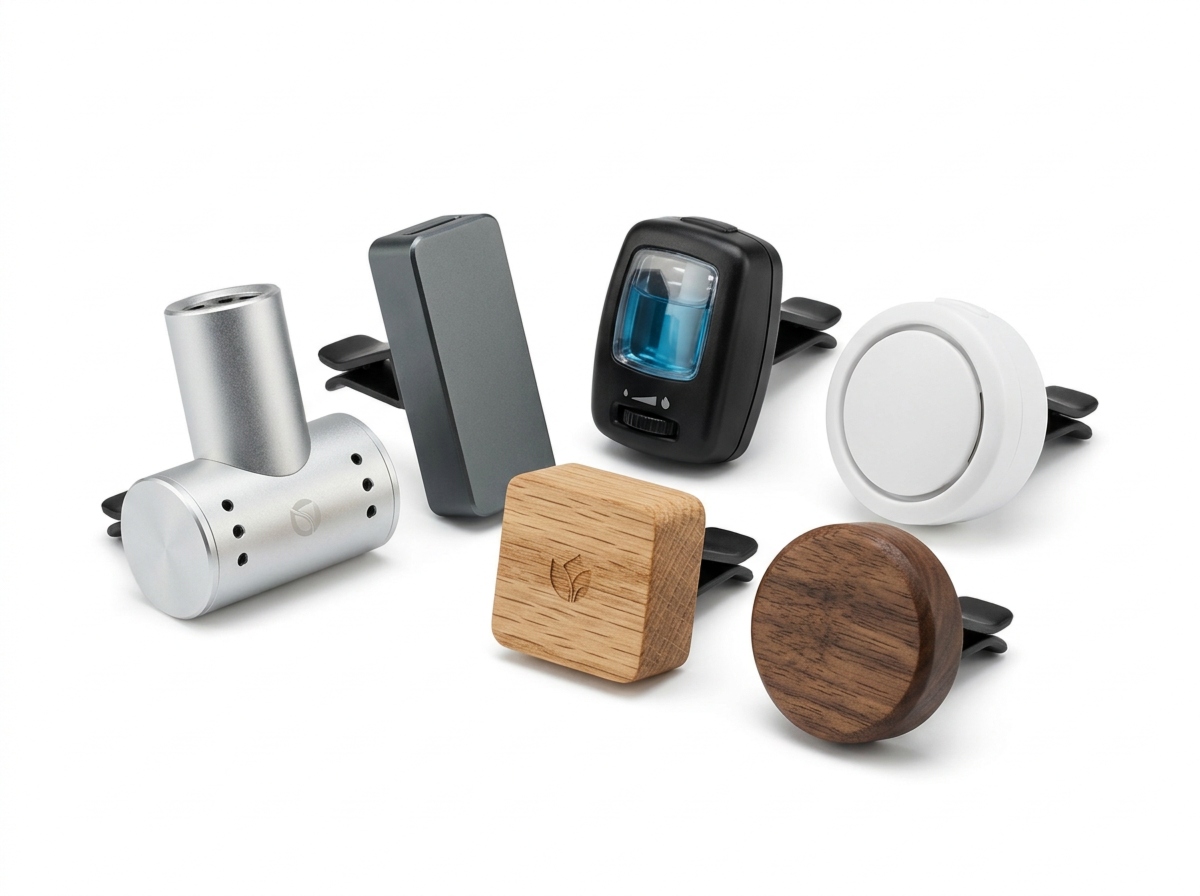 Showcasing sleek car vent air fresheners and clips